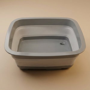 Al Saif Gallery Silicone Collapsible Basin, 900 ml, Stopper - Gray product image