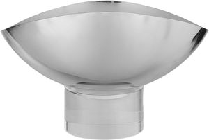 Al Saif Gallery Stainless Steel Serving Stand, 20x18x13 cm, Oval, Deep, Transparent Base - Transparent Silver product image 2