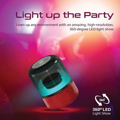 Silicone Portable Wireless Speaker (Promate), 8W, 9 x 13.5 x 9cm, Bluetooth, HD Stereo, USB, TF, LED, 4 Hours - Red product image 2