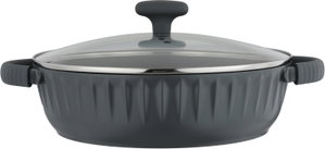 Robust aluminum saucepan, 28 cm, plastic handle, glass lid, Teflon interior - dark gray product image 2