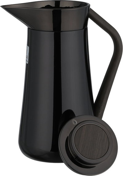 Al-Saif Gallery Al-Huda Stainless Steel Thermos, 0.7 Liter, Dark Wooden Handle, Self-Service, Push-Button - Glossy Black product image 5