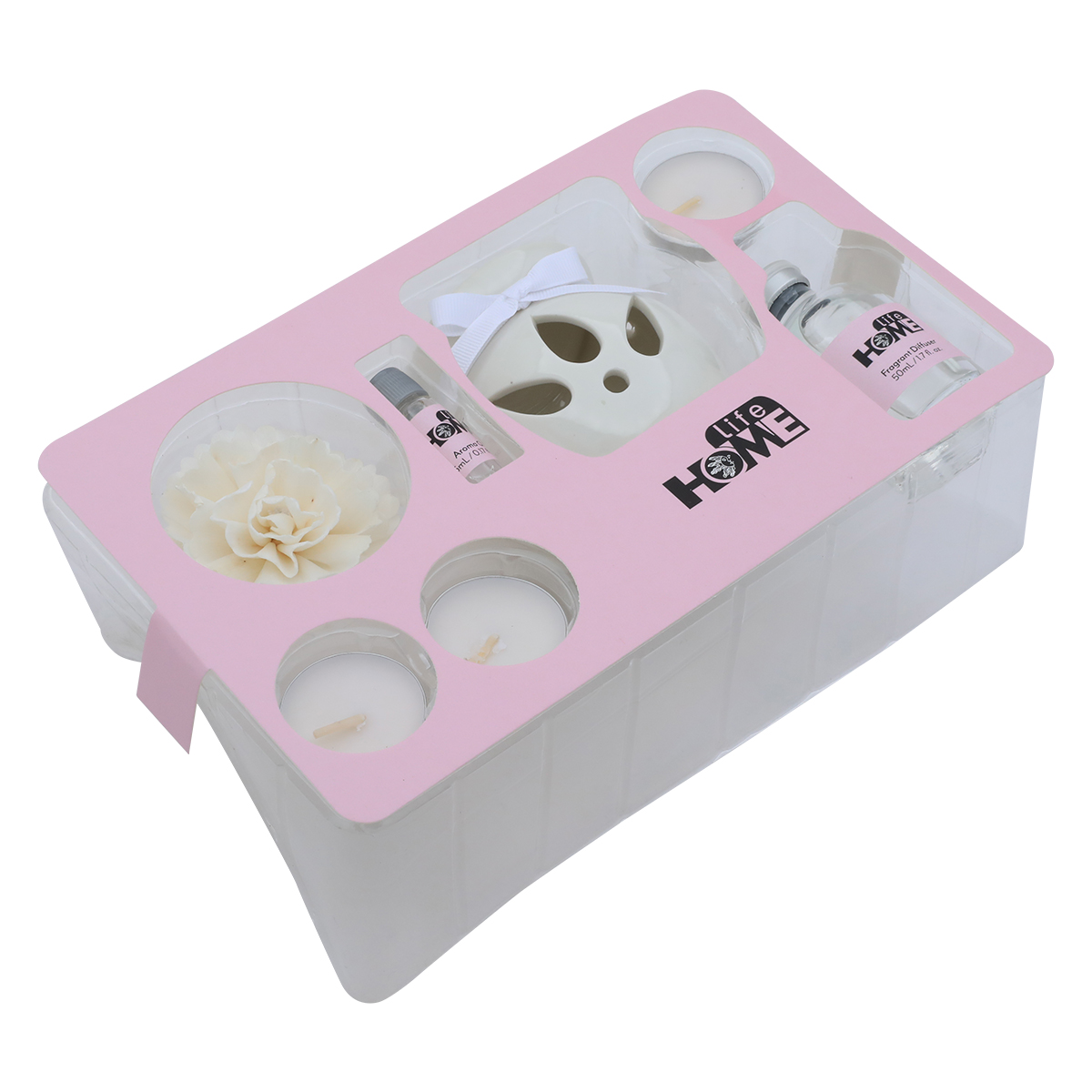 RD Aleayila Perfume Candle Diffuser Set, 13 x 13 x 19 cm - White product image 1
