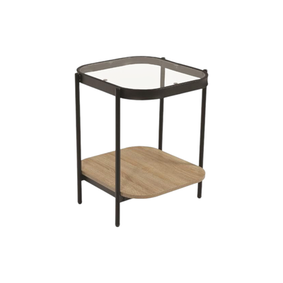 طاولة جانبية مودرن زجاج و خشب MDF، 55×45 42 سم - خشبي product image 2