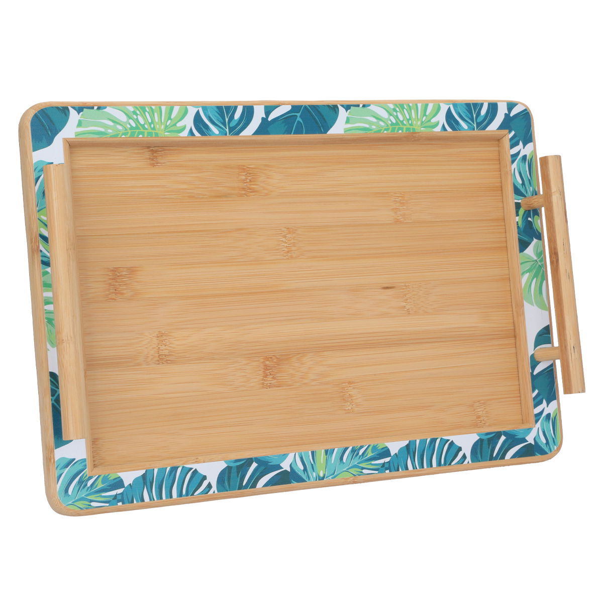 Al Saif Gallery wooden serving tofir, 39x17x2 cm, decorated rectangle, large - beige product image 1