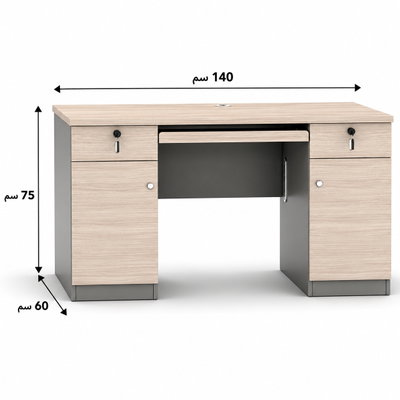 مكتب إداري خشب MDF، 140x60x75 سم - خشبي فاتح رمادي product image 2