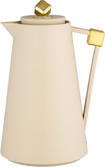 Everest Diamond Plastic Thermos, 1 Liter, Glass Inner Container, Push Button - Light Beige Gold product image 2