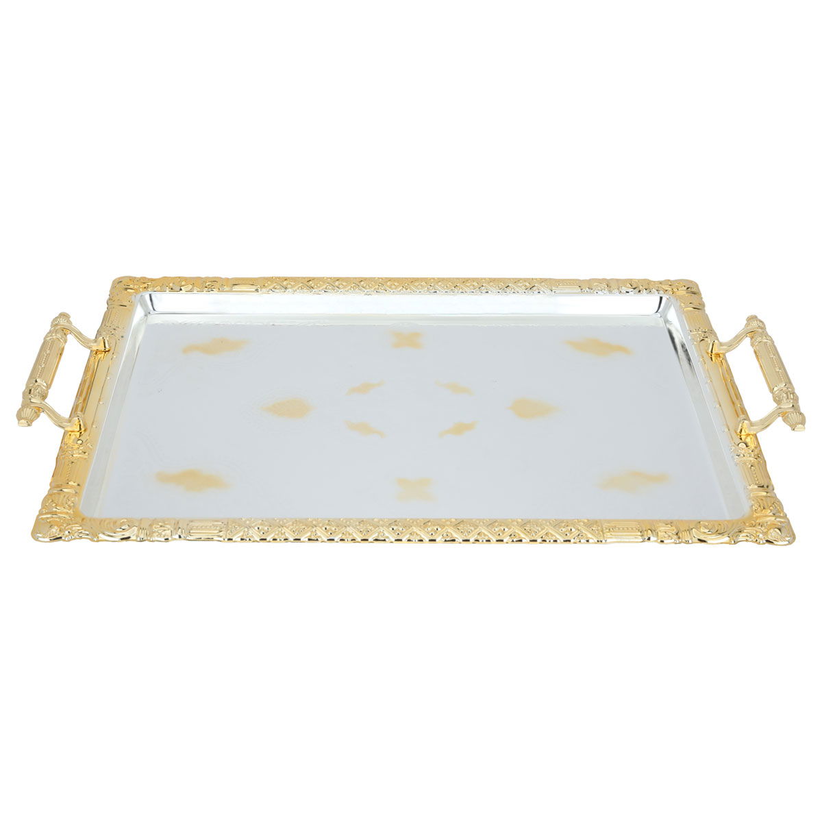 Al Saif Gallery Steel Tables, 55x32.5x4 / 47.5x28.2x4 / 41x23.2x4 cm, Rectangular, with Handle, 3 Pieces - Silver product image