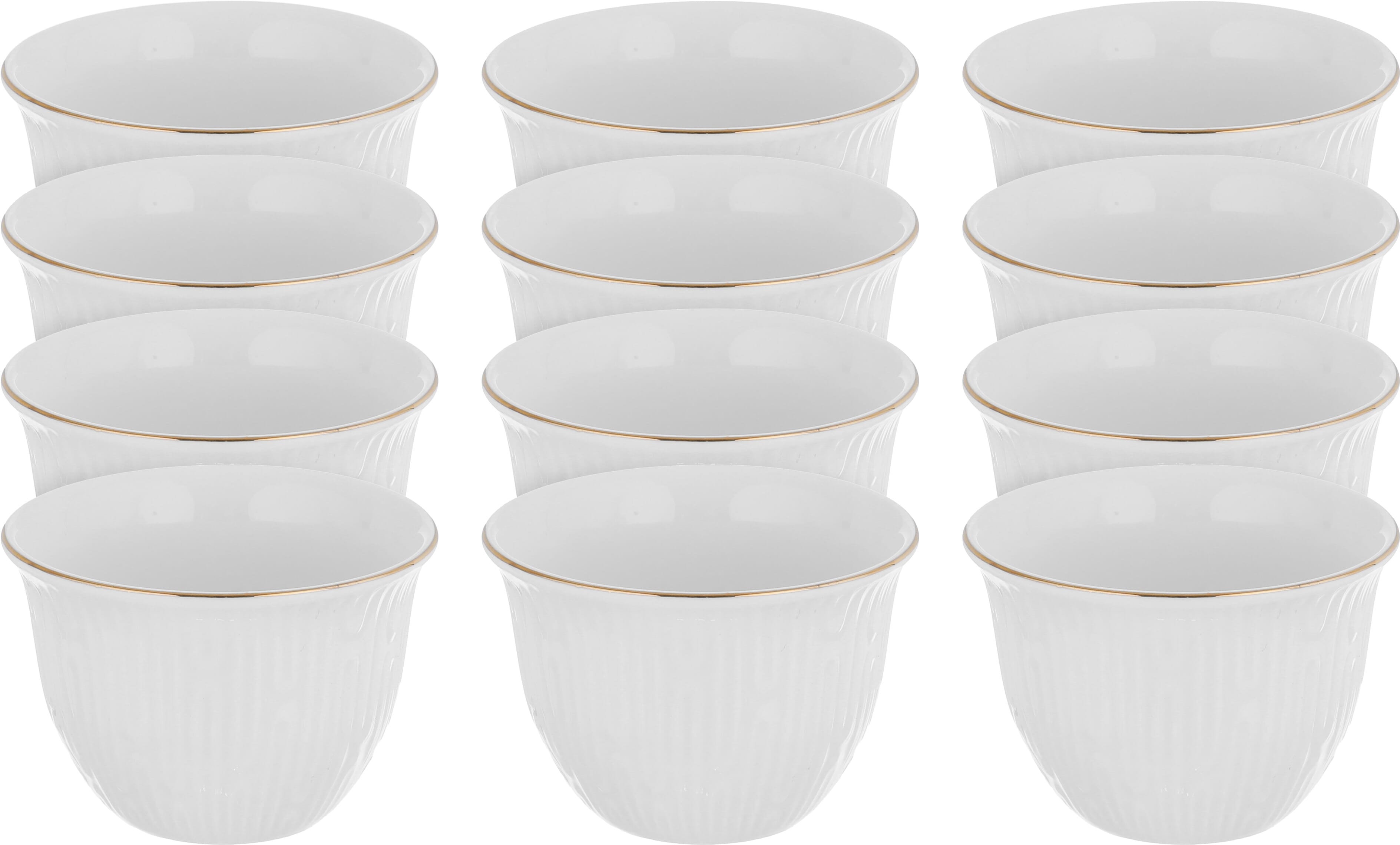 طقم فناجين قهوة عربي بورسلان السيف غاليري، 12 قطعة، 90 مل، مضلع - أبيض product image 1