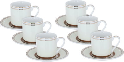 طقم فناجين قهوة بورسلان السيف غاليري، 12 قطعة - بيج بني product image 1