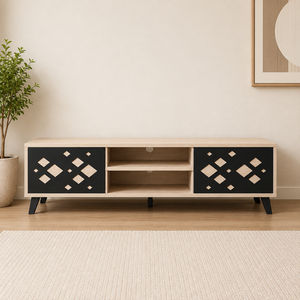طاولة تلفزيون دياموند، 40×160×45 سم، خشب MDF، أدراج - بيج أسود product image