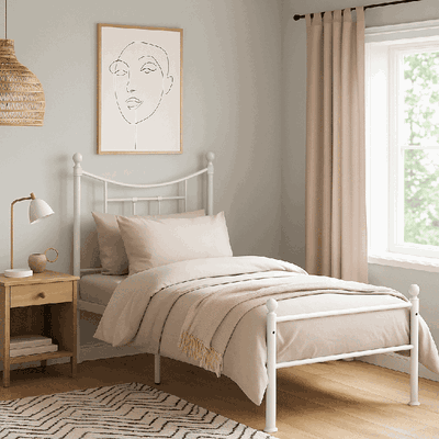 سرير حديد مفرد، 100×90×190 سم - ابيض product image 3