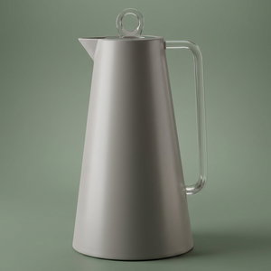 Glory Helena Thermos, 1 liter, glass interior, transparent handle, push-button lid - Cappuccino product image