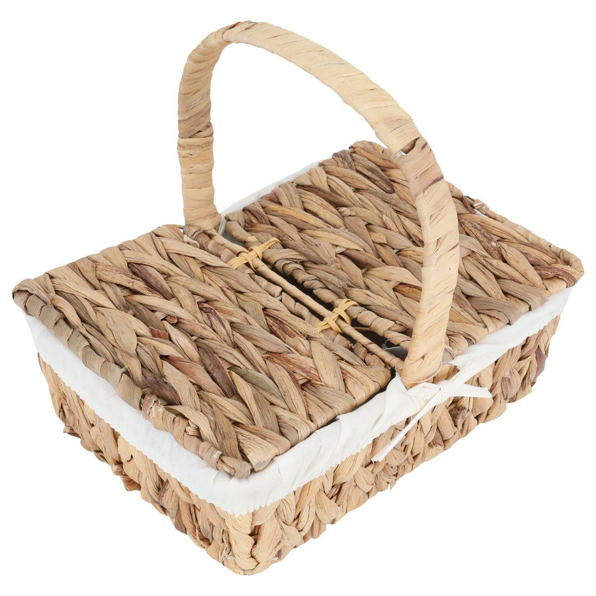 سلة رحلات خوص بغطاء جواهر الرزان، 26×20×10 سم، مستطيل - بيج product image 2