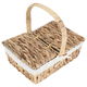 سلة رحلات خوص بغطاء جواهر الرزان، 26×20×10 سم، مستطيل - بيج product image 2
