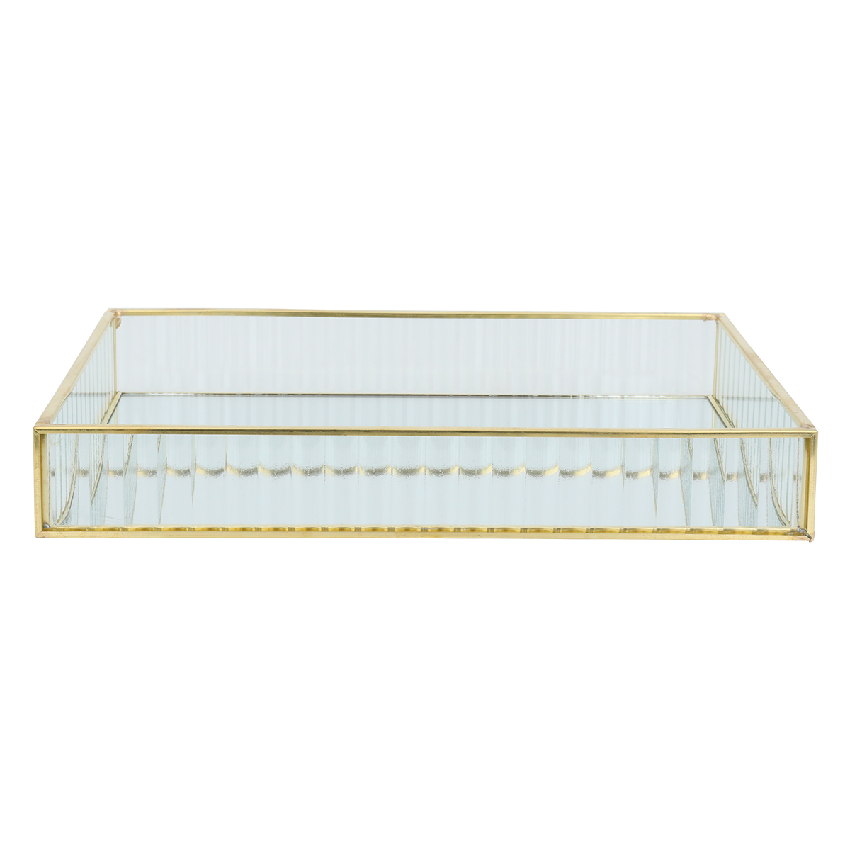 Gold Rimmed Glass Float, Al Saif Gallery, 4 x 28 x 20 cm, Rectangular - Clear product image 2
