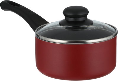 Mr.Cook Teflon Casserole, 16 cm, Black Handle, Glass Lid - Red product image 6