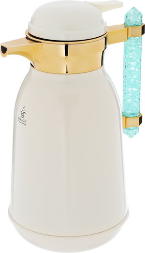 Al Saif Gallery Shahad thermos set, 1/1 liter, two pieces, thermal glass inner shell, stainless steel outer shell - pearly gold product image 3