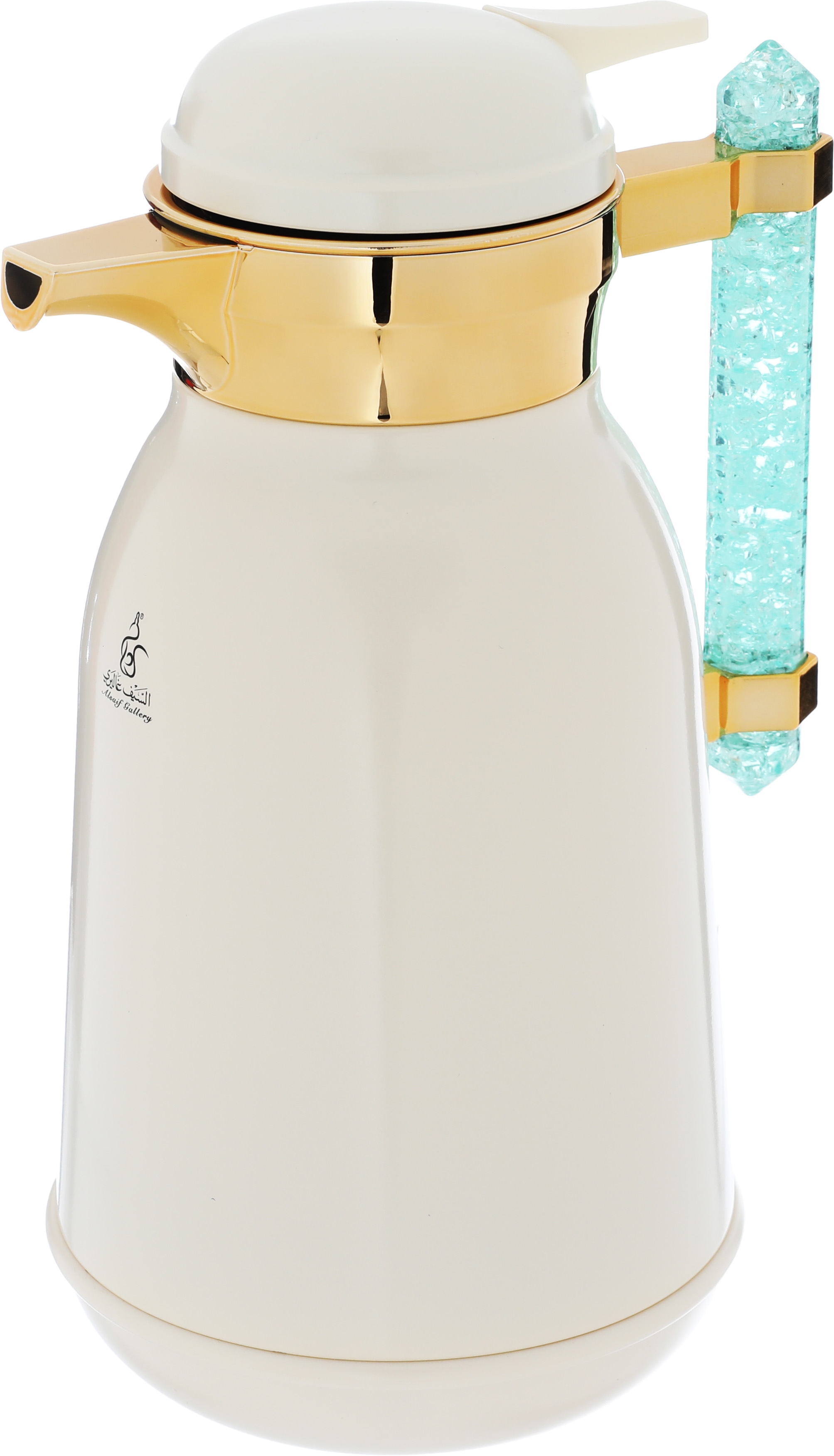 Al Saif Gallery Shahad thermos set, 1/1 liter, two pieces, thermal glass inner shell, stainless steel outer shell - pearly gold product image 3