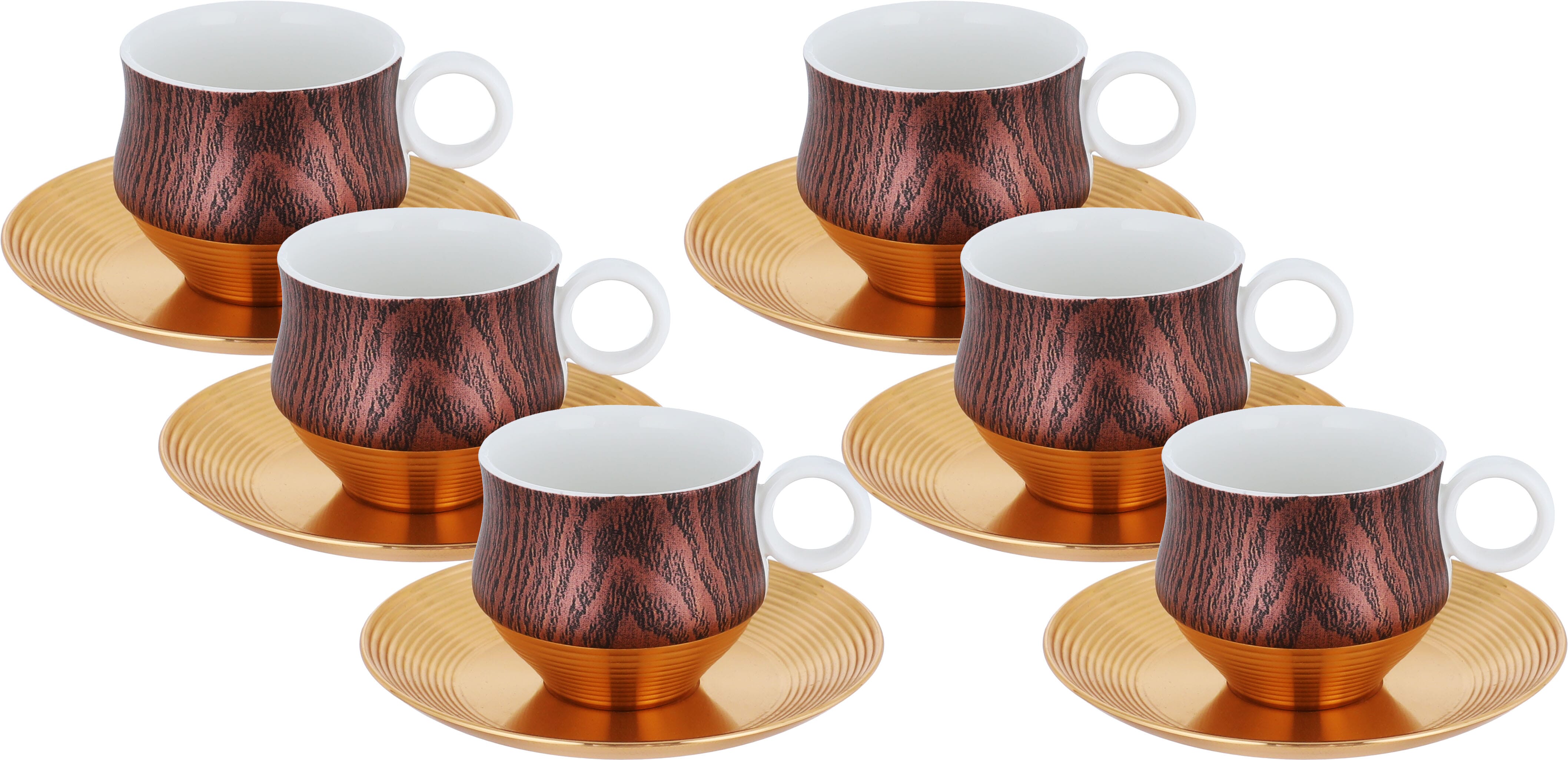 Al Saif Gallery Porcelain Coffee Cup Set, 12 Pieces - Golden Brown product image 1