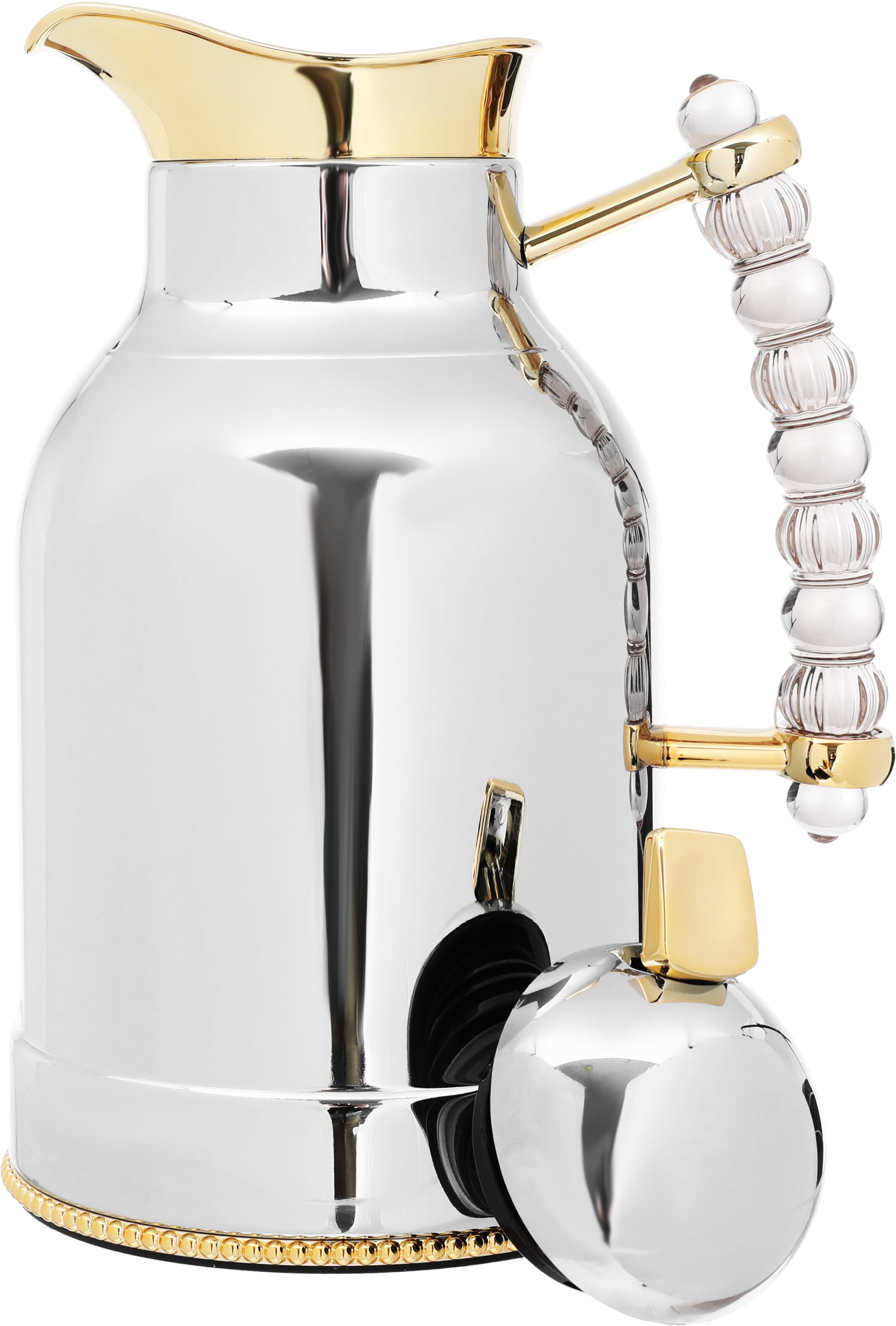 Al Saif Gallery Farida thermos set, 1/0.7 liter, two pieces, thermal glass inner container, steel outer shell - silver product image 5