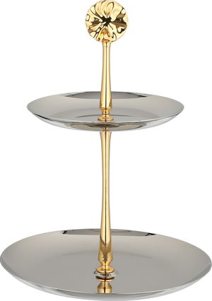 شيالة تقديم ستانلس استيل السيف غاليري، 20 / 14.5 سم، دائري، 2 دور، مسكة يد - فضي ذهبي product image