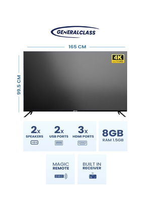 General Class 70US8000 Frameless Smart TV, 70 inches, 4K, LED, Android 13 - Black product image 2