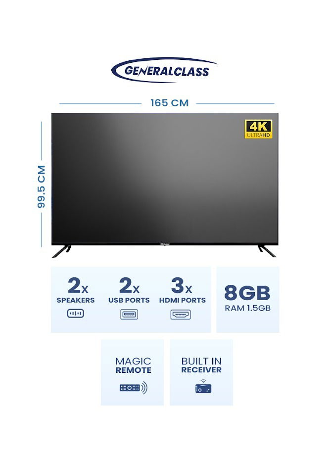 General Class Smart TV, 70 inches, 4K, LED, Android 13, 70US8000 - Black product image 2