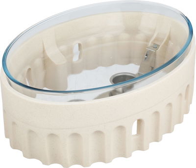 سخان طعام فخارالسيف غاليري، 35x24x15 سم، غطاء زجاج، بيضاوي، قاعدة فخار- بيج product image 4