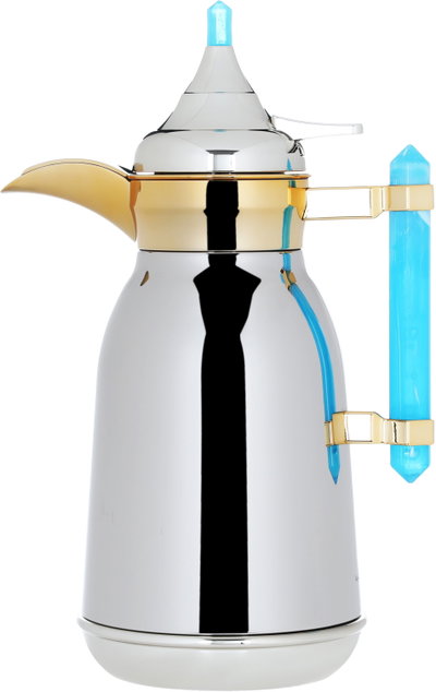 Al Saif Gallery Shahad thermos set, 1/1 liter, two pieces, thermal glass inner shell, steel outer shell - silver and gold product image 7