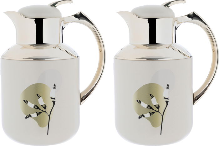 Al Saif Gallery Florya Pro thermos set, 1/0.5 liter, two pieces, thermal glass inner container, steel outer shell - white beige product image 5
