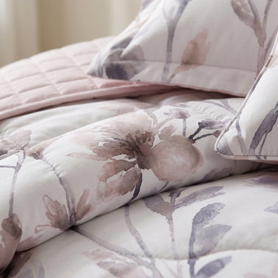 طقم لحاف ساليرنو مايكروفايبر، 240x260 سم، نفرين، 9 قطع - ابيض وردي product image 4