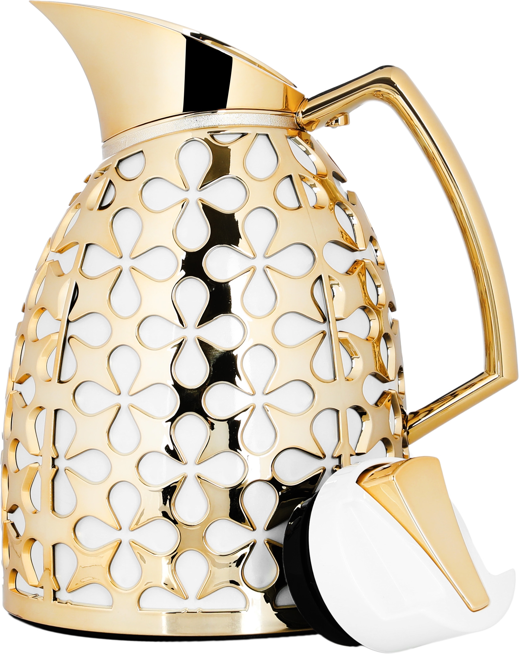 Al Saif Gallery Andalusia thermos set, 0.75/1 liter, glass inner container, plastic outer shell - white and gold product image 5