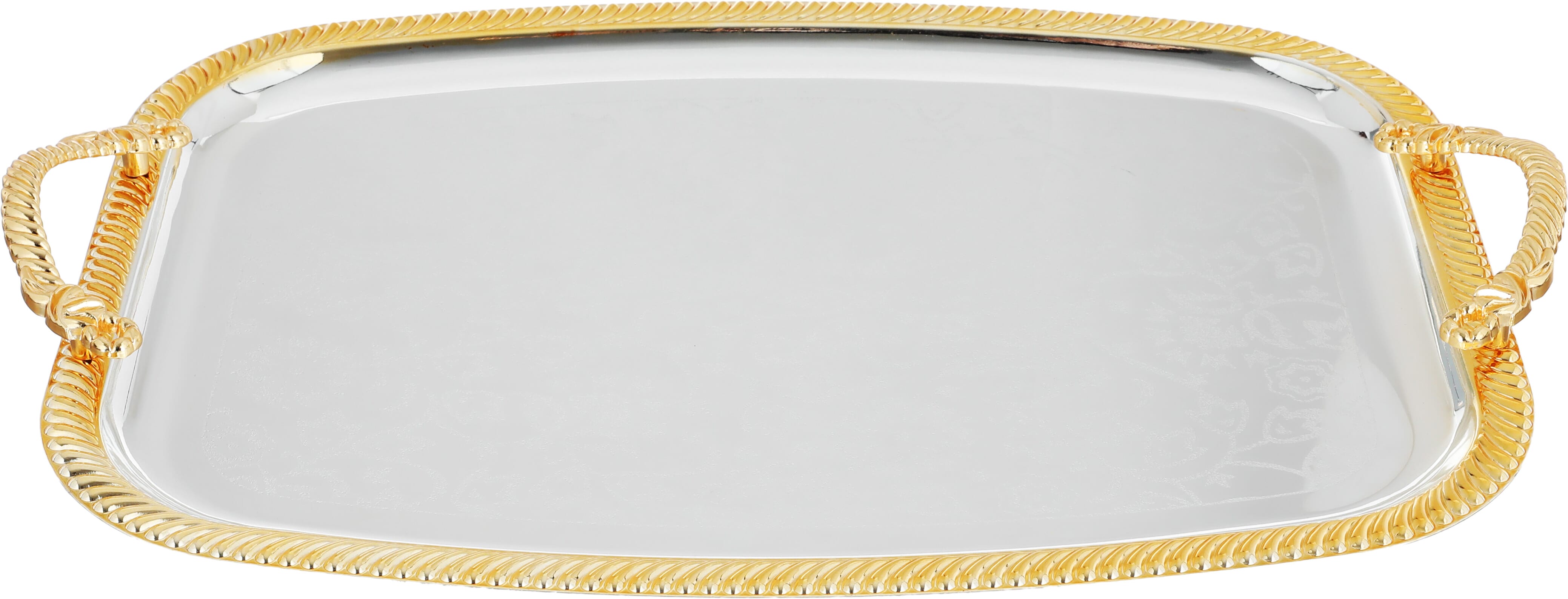 طقم طوفريات استيل بحواف ذهبية السيف غاليري، 3 قطع، مستطيل، منقوش - فضي product image 3