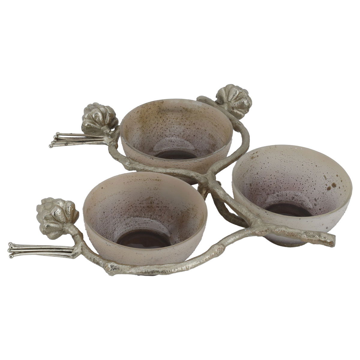 Al Saif Gallery steel serving plate, 34 x 24 x 7.5 cm, gold base, 3 boxes - beige product image
