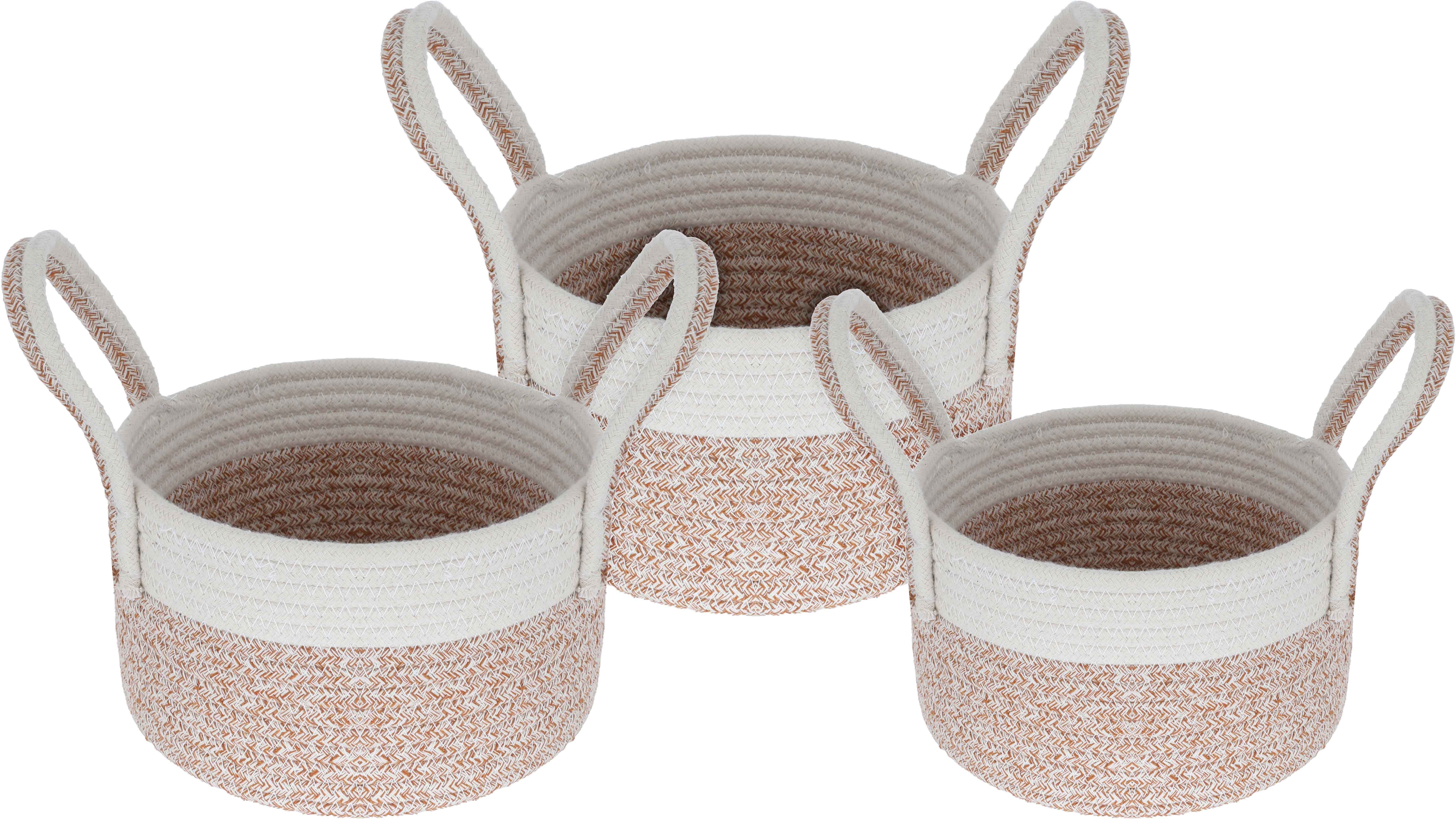 Al Saif Gallery Cotton Baskets Set, 25-30-35 cm, 3 Pieces, Round - Beige product image
