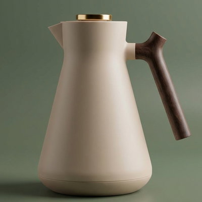 ترمس امادا إفرست، 1 لتر، بيد خشبي، حافظة داخلية زجاج حراري - بيج product image 1