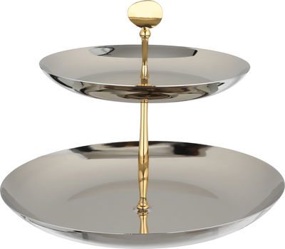 شيالة تقديم ستانلس استيل السيف غاليري، 33×24 سم، دائري، 2 دور، مسكة يد - فضي ذهبي product image 1