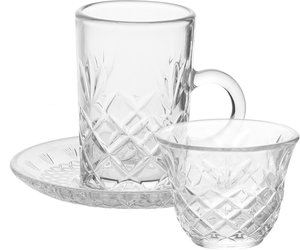 طقم تقديم بيالات وفناجين زجاج السيف غاليري، 11.5 سم، 36 قطعة، صحون - شفاف product image