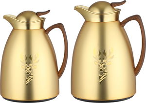 طقم ترامس سيف بلص، 0.7 / 1 لتر، خامة داخلية زجاج، غطاء ضغاط - ذهبي خشبي product image