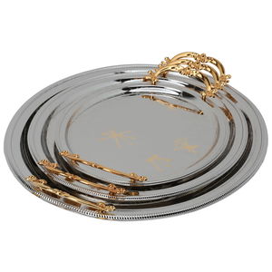 Al Saif Gallery Steel Tray Set, 3 Pieces - Silver product image