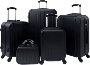 طقم شنط سفر ABS ليمرا، 5 مقاسات، 4 عجلات، زاويه 360 درجة، LMA-1206 - أسود product image