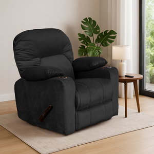 كرسي استرخاء خشب سويدي باك كومفورت، 77×90×106 سم، قماش مخملي - أسود product image