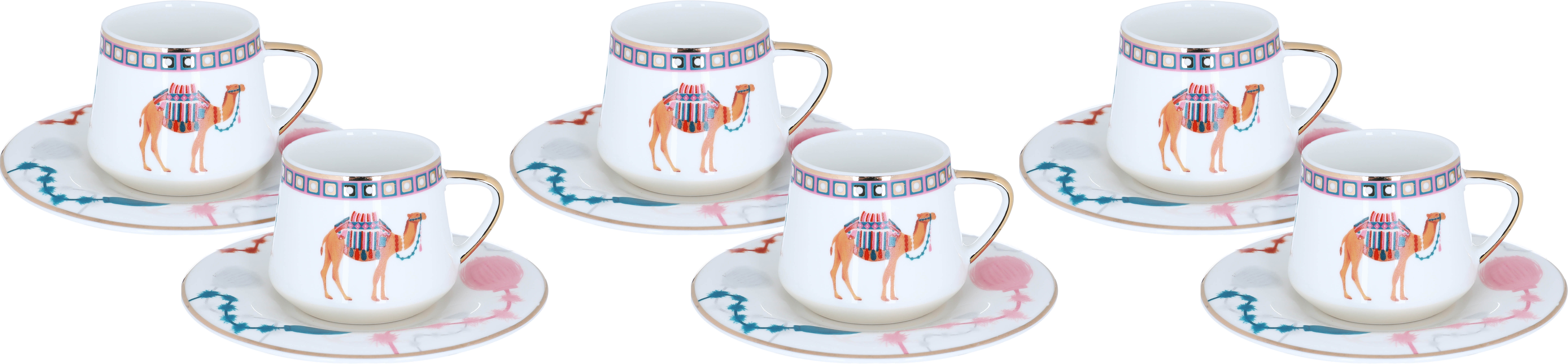 Al Saif Gallery Tarhal Porcelain Coffee Cups And Saucers Set, 12 Pieces - Multicolor product image