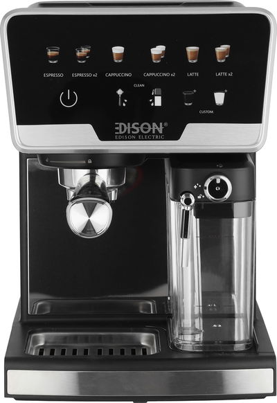 صانعة قهوة موكا برو إديسون، 1280-1530 واط، 1.7 لتر، تحكم باللمس، ست برامج، قوة تبخير الحليب 15 بار، CMP1006-Gs - أسود فضي product image 1