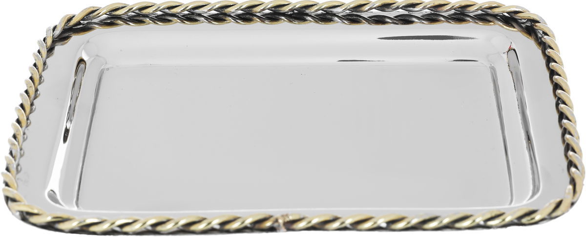 Al Saif Gallery steel serving plate, 18 x 14 x 2.5 cm, rectangular - silver product image
