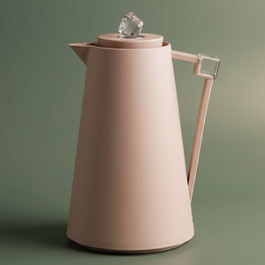 Everest Diamond Thermos, Plastic , 1 Liter, Glass Inner Container, Push Button - Transparent Pink product image