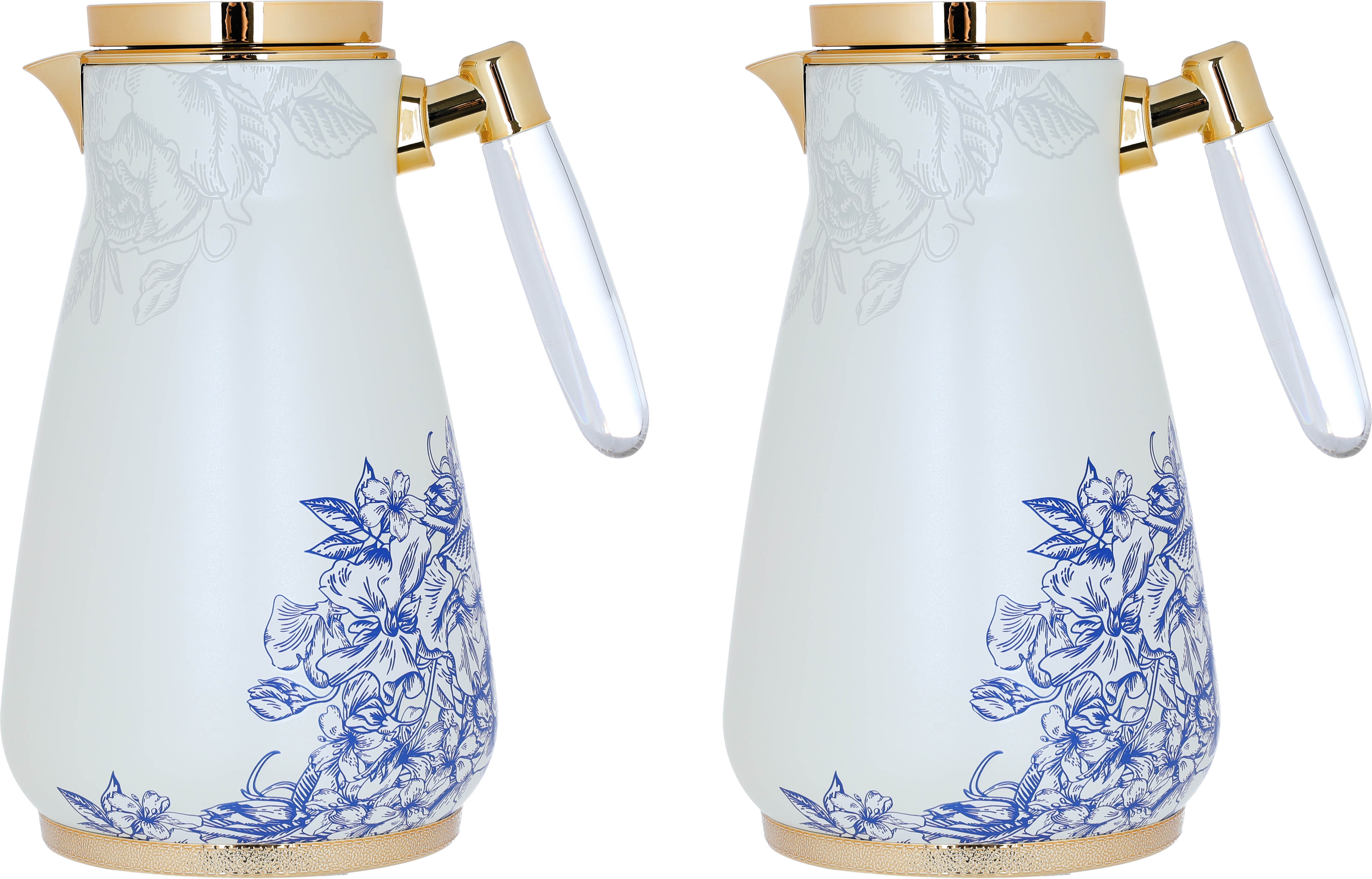 Al Saif Gallery Victoria thermos set, 1/0.75 liter, thermal glass inner container, steel outer shell - golden white product image