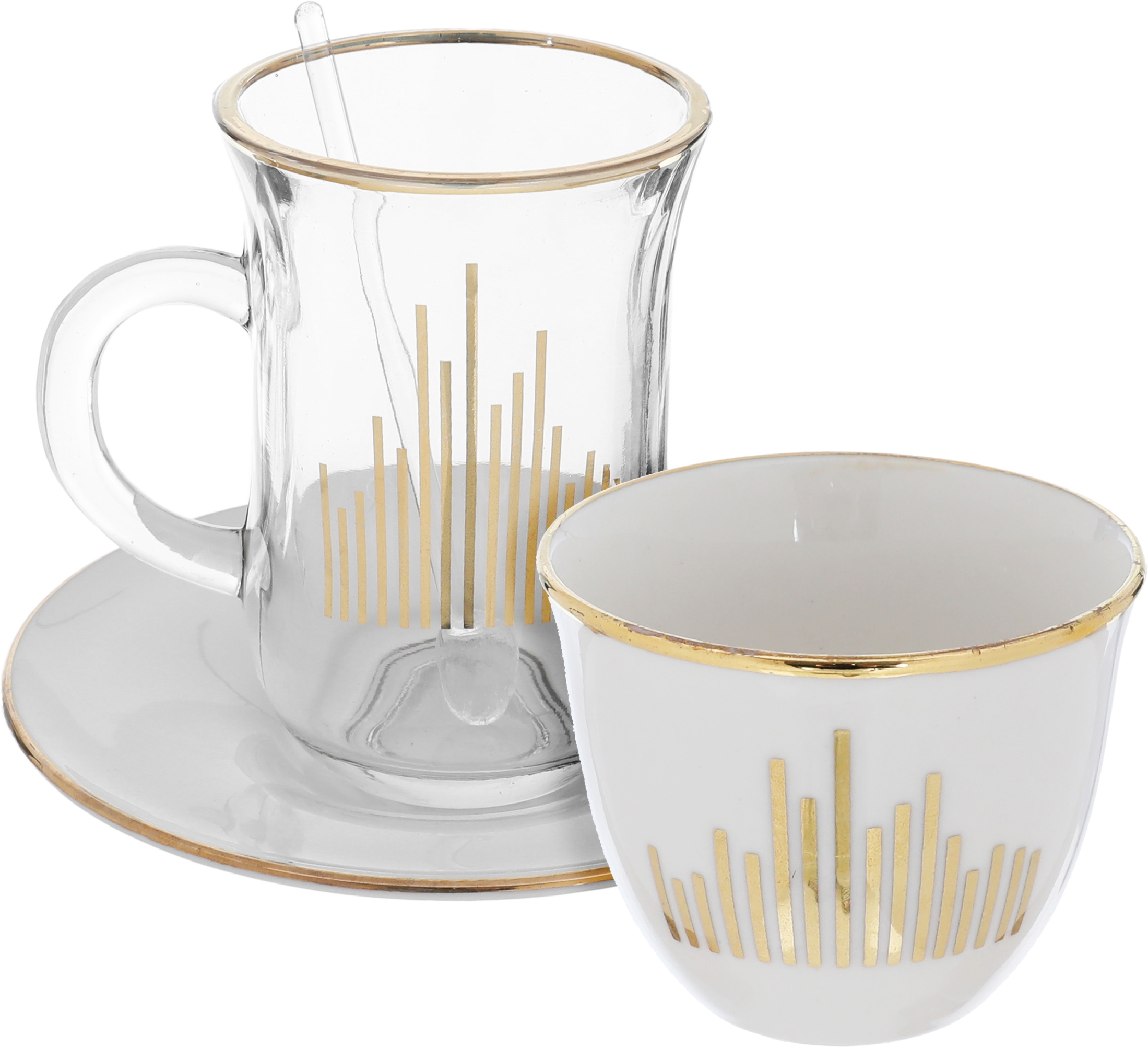 طقم اكواب شاي هارموني بورسلان رويال جلاس، 24 قطعة - ابيض ذهبي product image