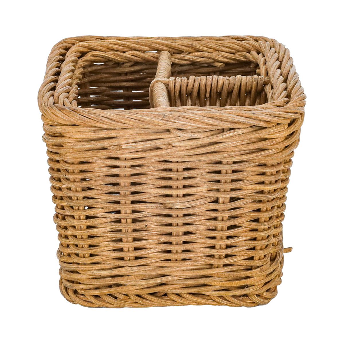 Al Saif Gallery Square Wicker Serving Basket, 3 Sections, 15 X 15 X 12.5 Cm - Beige product image 1