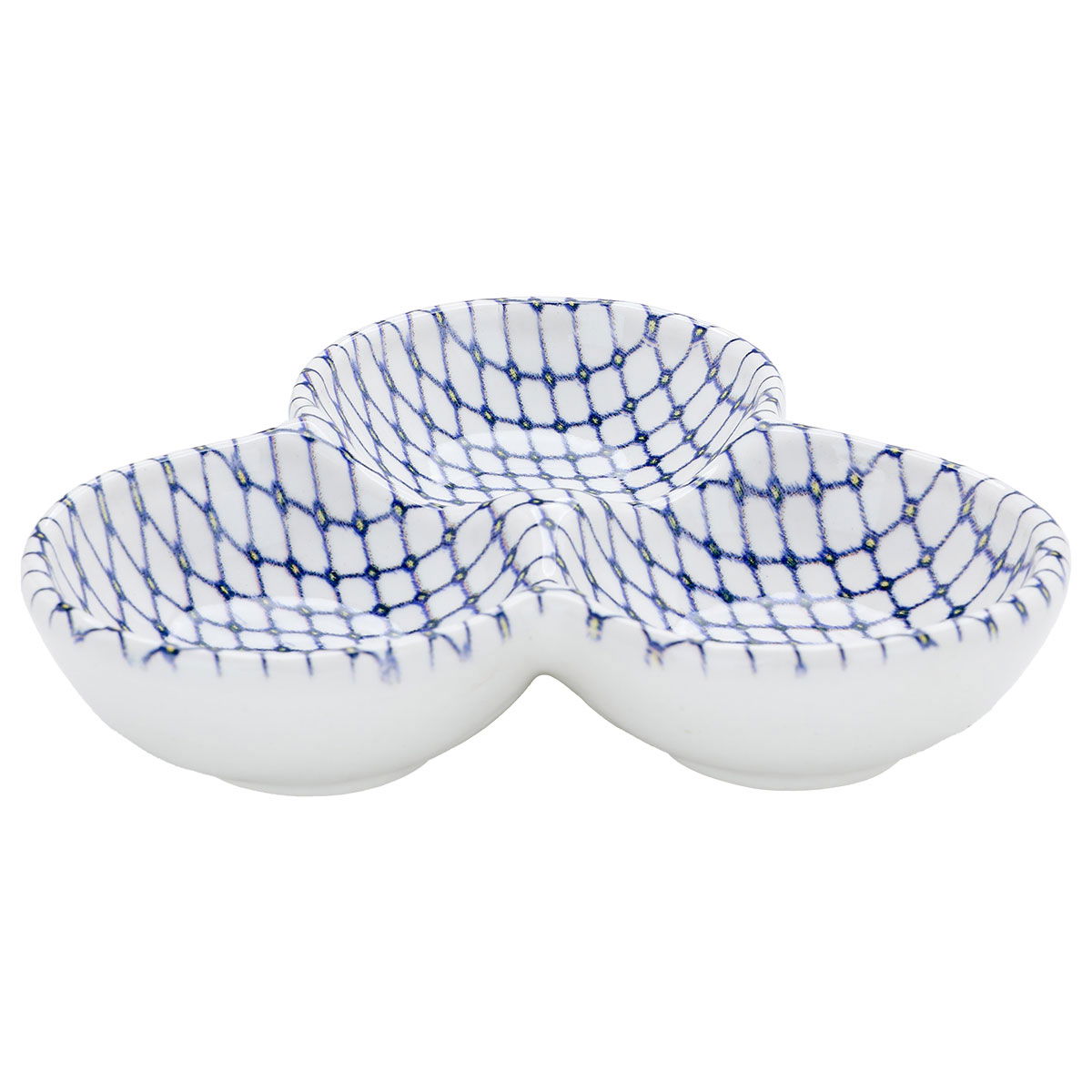 Al Saif Gallery porcelain serving plate, divided into 3 boxes - blue product image